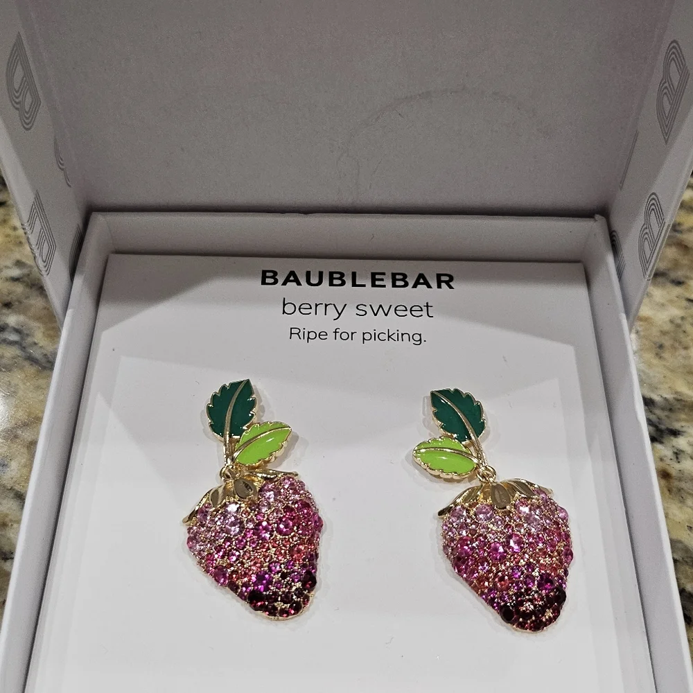 BaubleBar Pink Strawberry Earrings - Picture 2 of 2